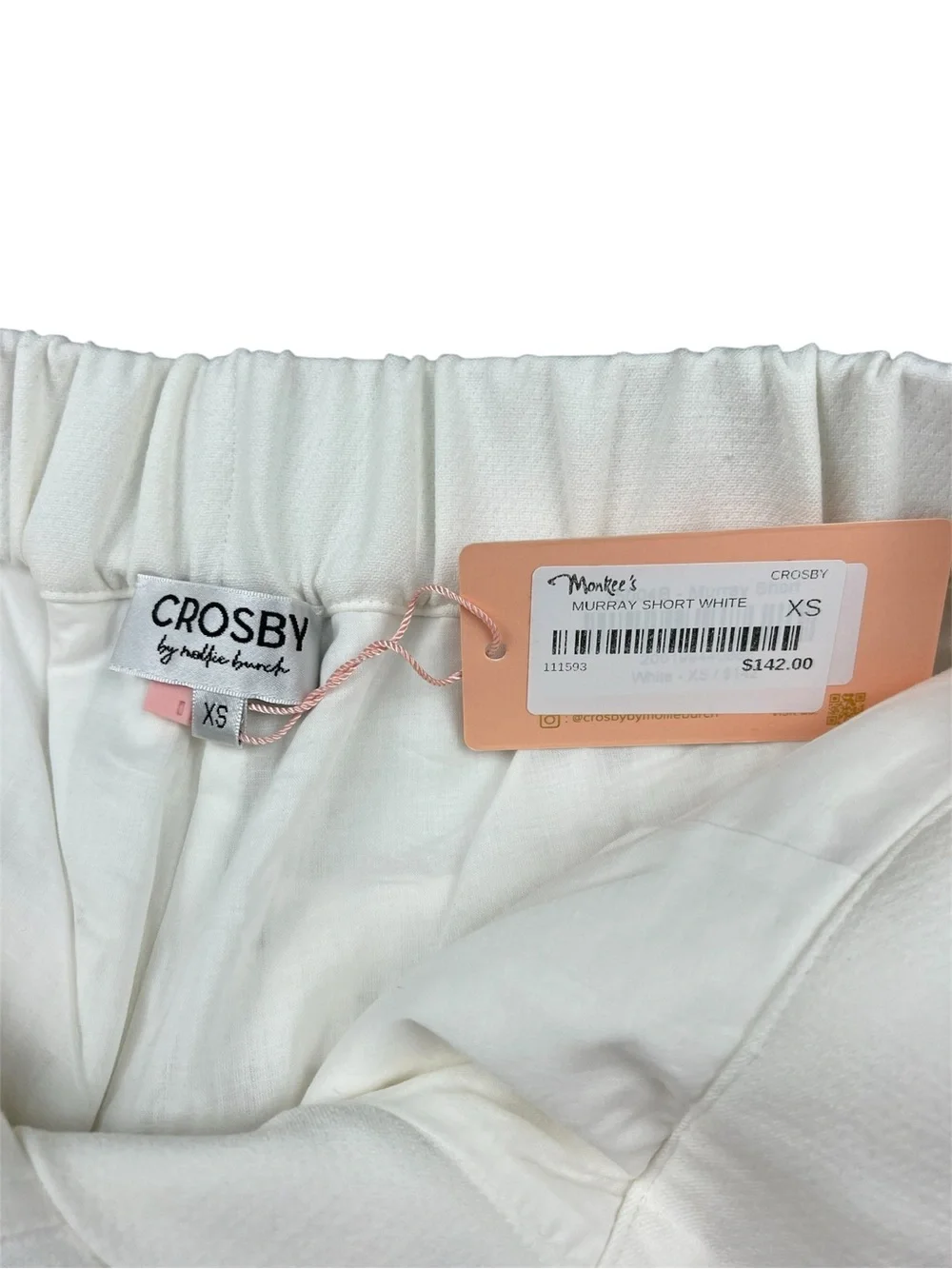 NWT CROSY by MOLLIE BURCH MURRAY SHORTS in WHITE luxury size XS gold button XS